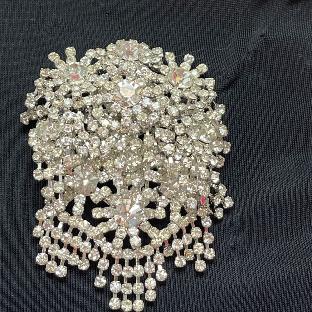 Elegant Silver Crystal Brooch
